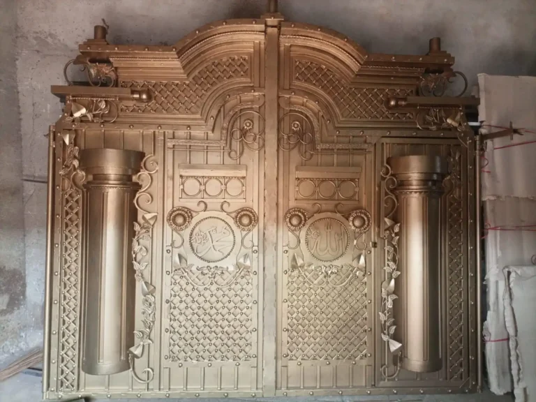 Ornate gold-finish double gate